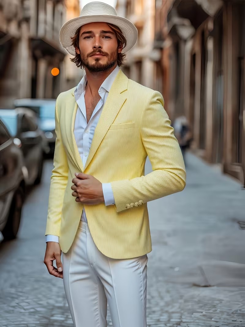 Men’s Yellow Pinstripe Blazer