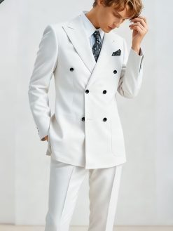 Men’s White Double-Breasted 2-Piece Suit